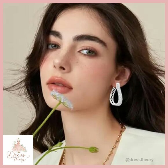 Sterling Silver 18K CZ Huggie Hoop Earrings 18mm Post Back Party - Picture 4 of 8